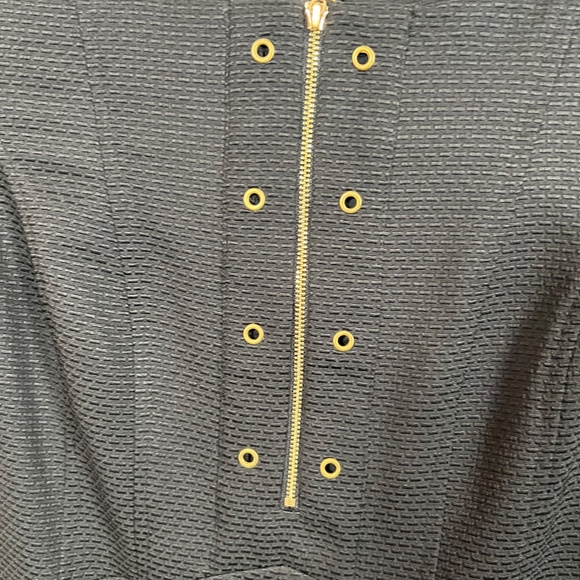 Ellen Tracy Black Dress with Gold Zipper and Gold Rivets (02) - Picture 5 of 10